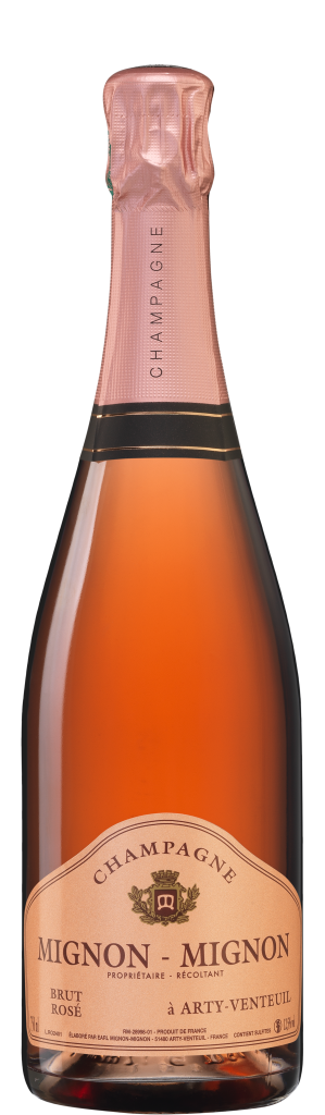Bouteille de champagne Mignon Mignon — Cuvée Rosé présentée seule sur fond transparent.