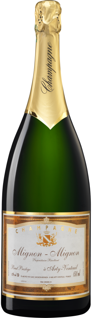 Bouteille de champagne Mignon Mignon — Cuvée Magnum présentée seule sur fond transparent.